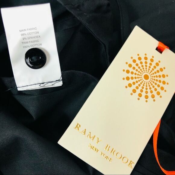 Ramy Brook Lace Up Button Down Lila Cotton Shirt Top Black XS S - Picture 6 of 7